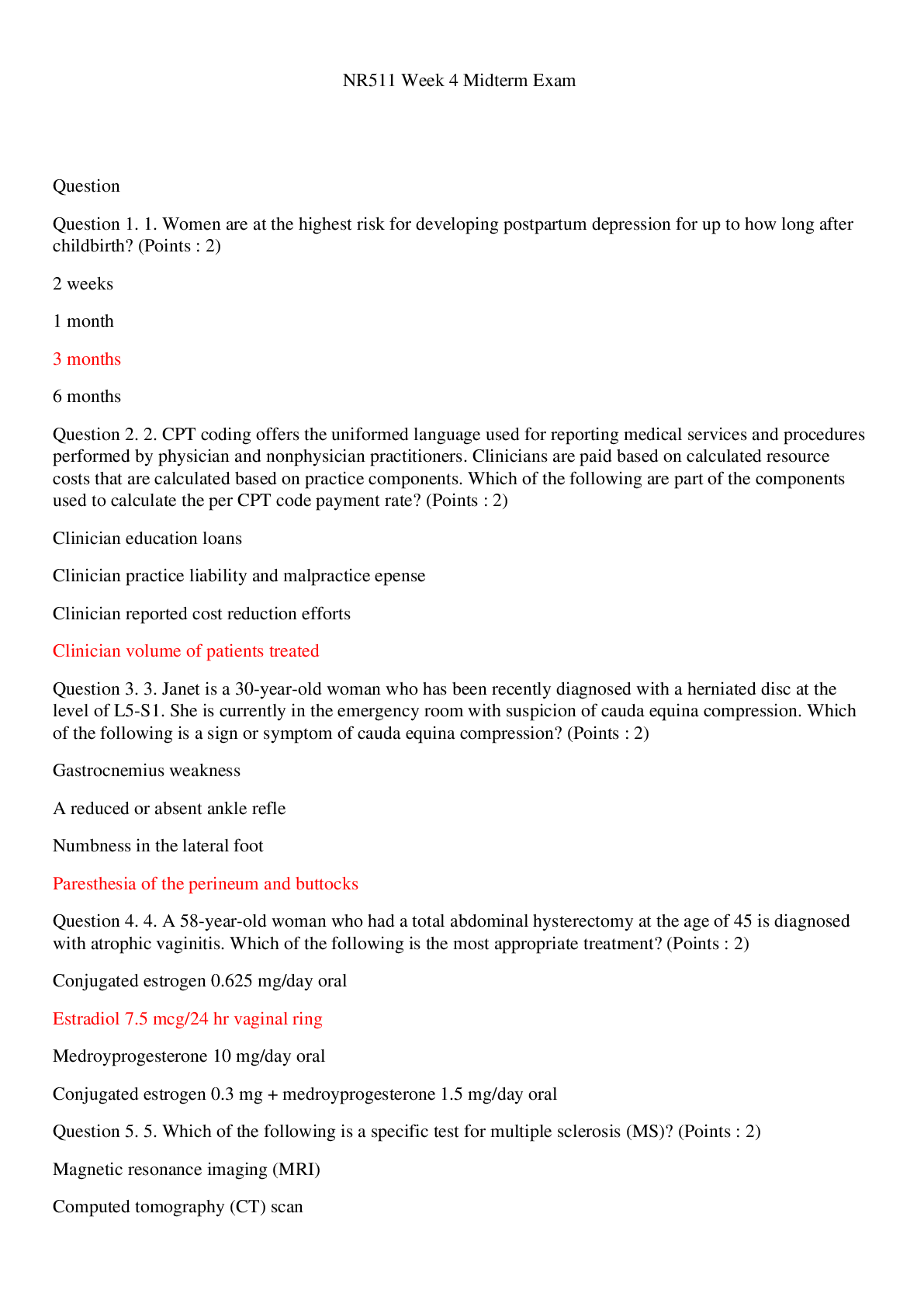 Preview image of NR511 Week 4 Midterm Exam (Updated Version) /NR511 Week 4 Midterm Exam (Updated Version) document